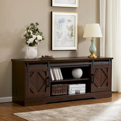 Farmhouse Barndoor TV Stand Entertainment Center for TVs up to 70-inch