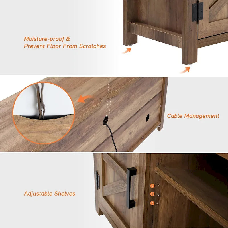 Farmhouse Barndoor TV Stand Entertainment Center for TVs up to 70-inch