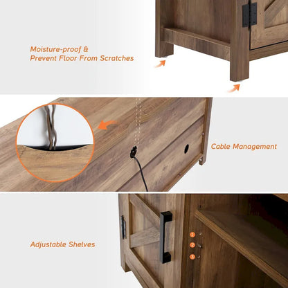 Farmhouse Barndoor TV Stand Entertainment Center for TVs up to 70-inch