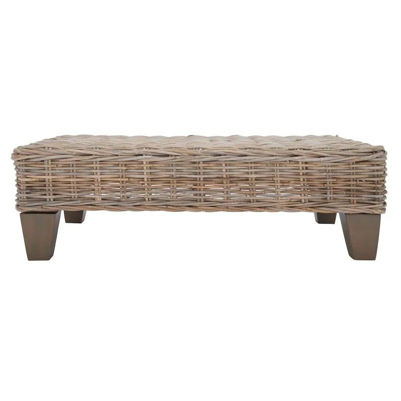 SAFAVIEH Caron Washed Natural Wicker Bench - 41 W x 28 D x 12 H - 41Wx28Dx12H
