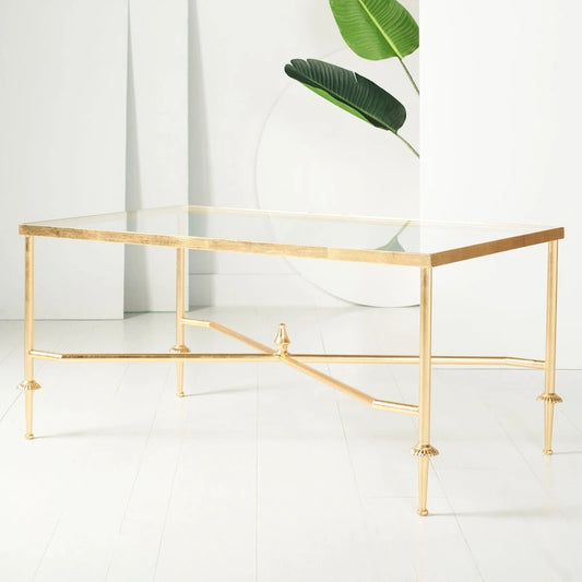 SAFAVIEH Couture Araminta Gold Leaf Coffee Table - 44 W x 24 L x 20.5 H - 44Wx24Dx21H