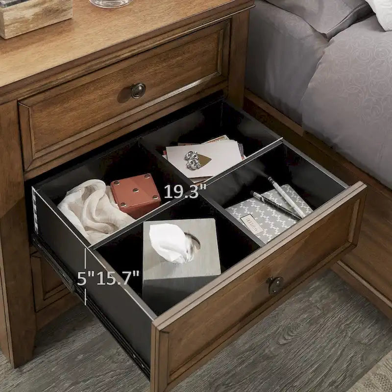 Ediline 3-drawer Wood Modular Storage Nightstand with Charging Station by iNSPIRE Q Classic