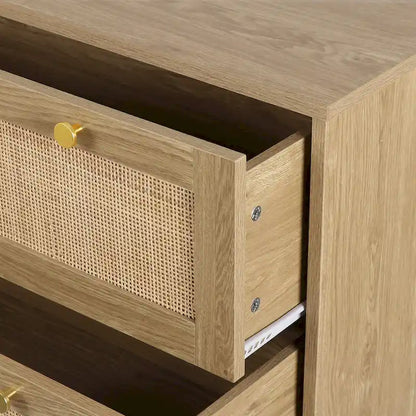 3-Drawer Rattan Dresser Modern Boho Chest of Drawers with Spacious Storage for Bedroom