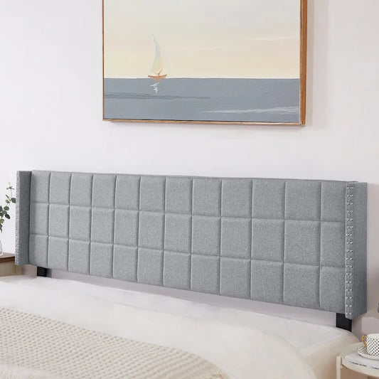 Javlergo Queen/King Size Adjustable Upholstered Headboard, Modern Wingback Headboard with Double Nailhead Trimming