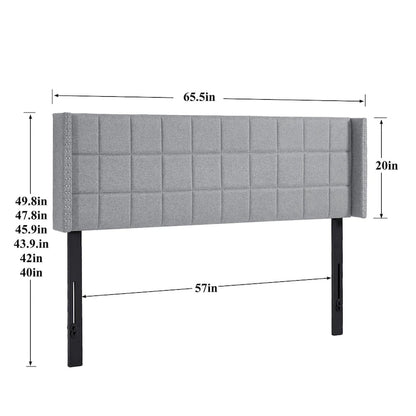 Javlergo Queen/King Size Adjustable Upholstered Headboard, Modern Wingback Headboard with Double Nailhead Trimming