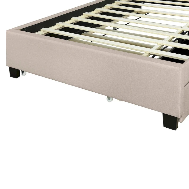 Upholstered Platform Bed with Storage Headboard