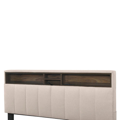 Upholstered Platform Bed with Storage Headboard
