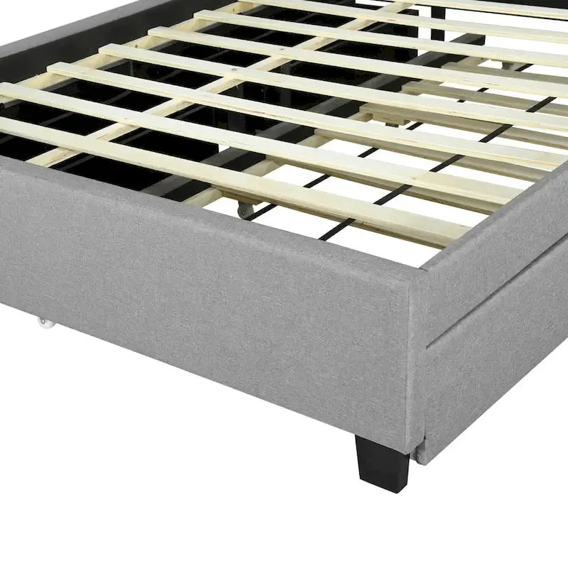 Upholstered Platform Bed with Storage Headboard