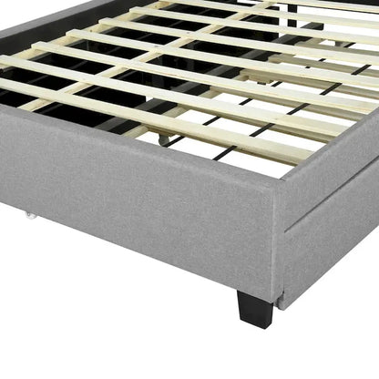 Upholstered Platform Bed with Storage Headboard