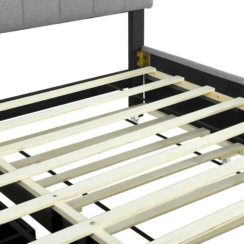 Upholstered Platform Bed with Storage Headboard