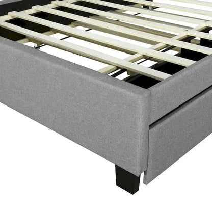 Upholstered Platform Bed with Storage Headboard