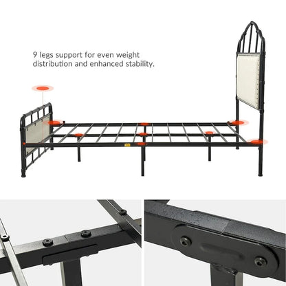 Eufemia Industrial 62 High Headboard Platform Metal Bed Frame by HULALA HOME