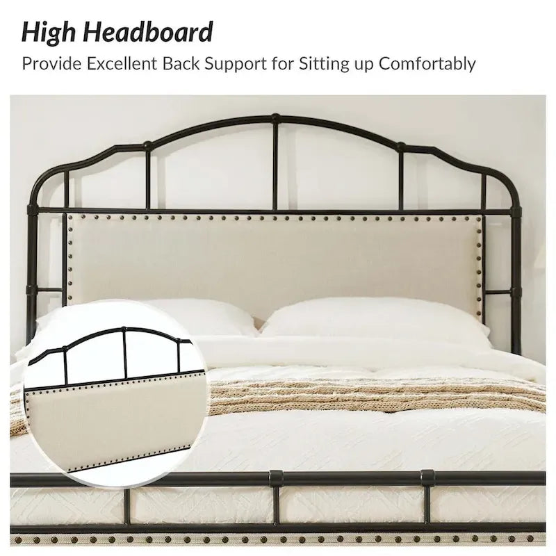 Eufemia Industrial 62 High Headboard Platform Metal Bed Frame by HULALA HOME