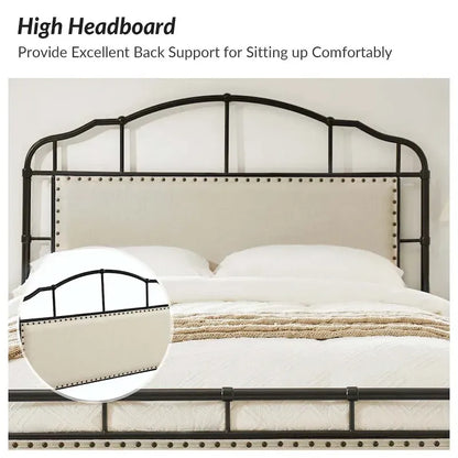 Eufemia Industrial 62 High Headboard Platform Metal Bed Frame by HULALA HOME