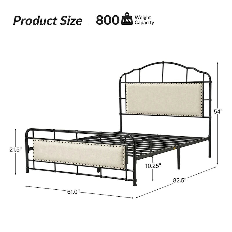 Eufemia Industrial 62 High Headboard Platform Metal Bed Frame by HULALA HOME