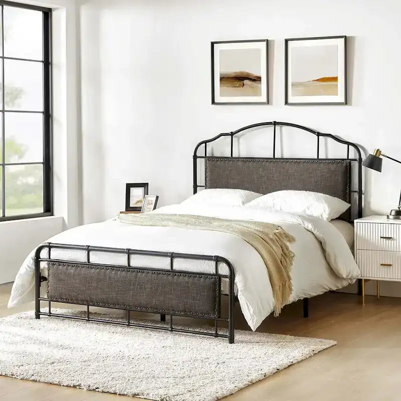 Eufemia Industrial 62 High Headboard Platform Metal Bed Frame by HULALA HOME