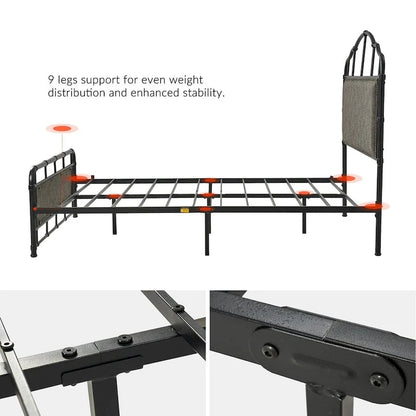 Eufemia Industrial 62 High Headboard Platform Metal Bed Frame by HULALA HOME