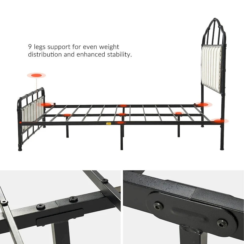 Eufemia Industrial 62 High Headboard Platform Metal Bed Frame by HULALA HOME