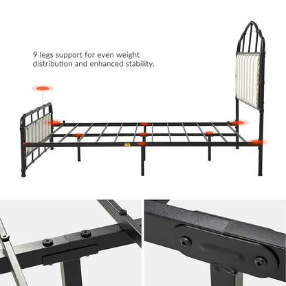 Eufemia Industrial 62 High Headboard Platform Metal Bed Frame by HULALA HOME