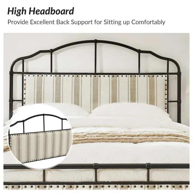 Eufemia Industrial 62 High Headboard Platform Metal Bed Frame by HULALA HOME
