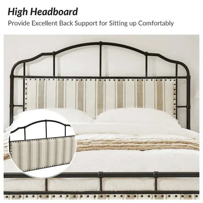 Eufemia Industrial 62 High Headboard Platform Metal Bed Frame by HULALA HOME