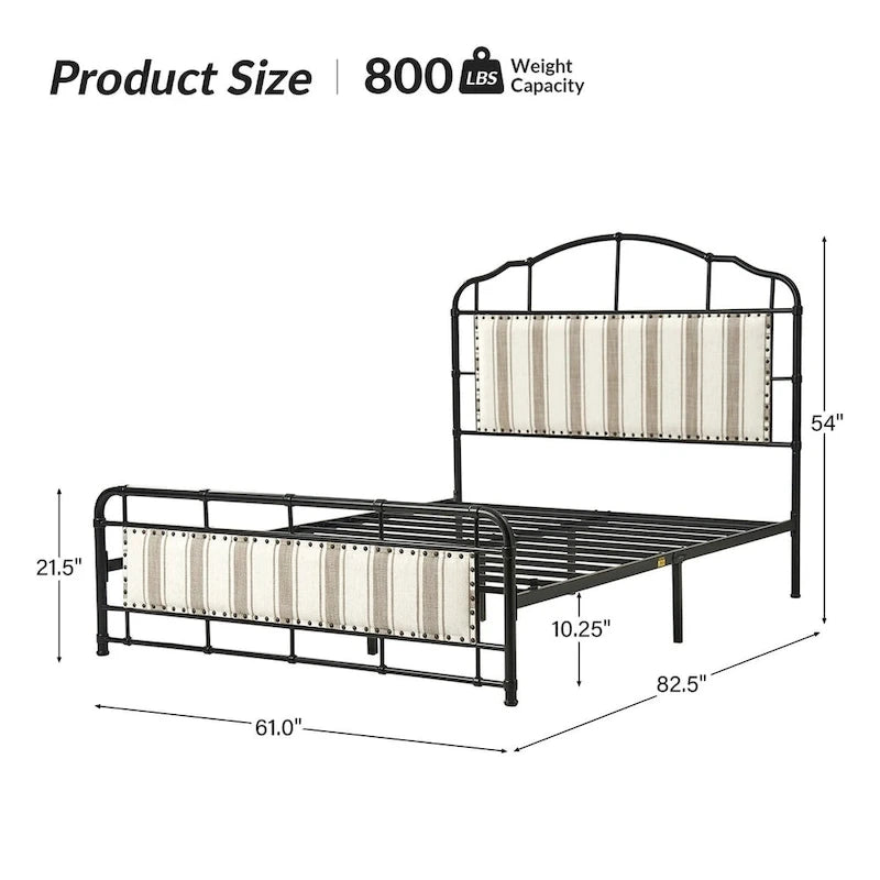 Eufemia Industrial 62 High Headboard Platform Metal Bed Frame by HULALA HOME