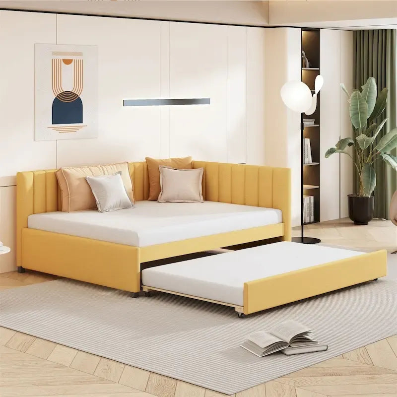 Merax Full Size Upholstered Daybed with Trundle