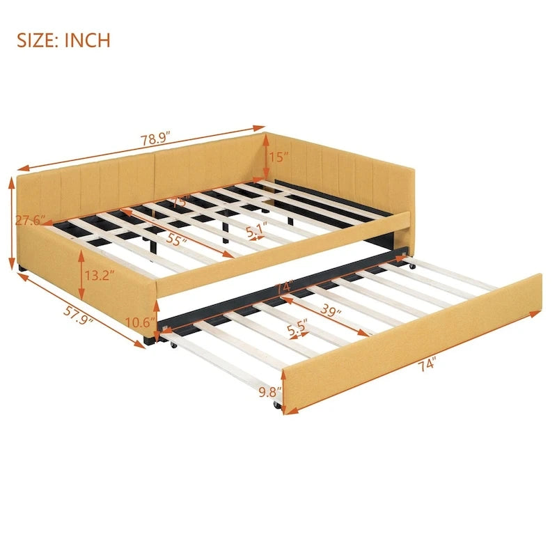 Merax Full Size Upholstered Daybed with Trundle