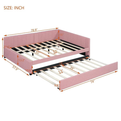 Merax Full Size Upholstered Daybed with Trundle