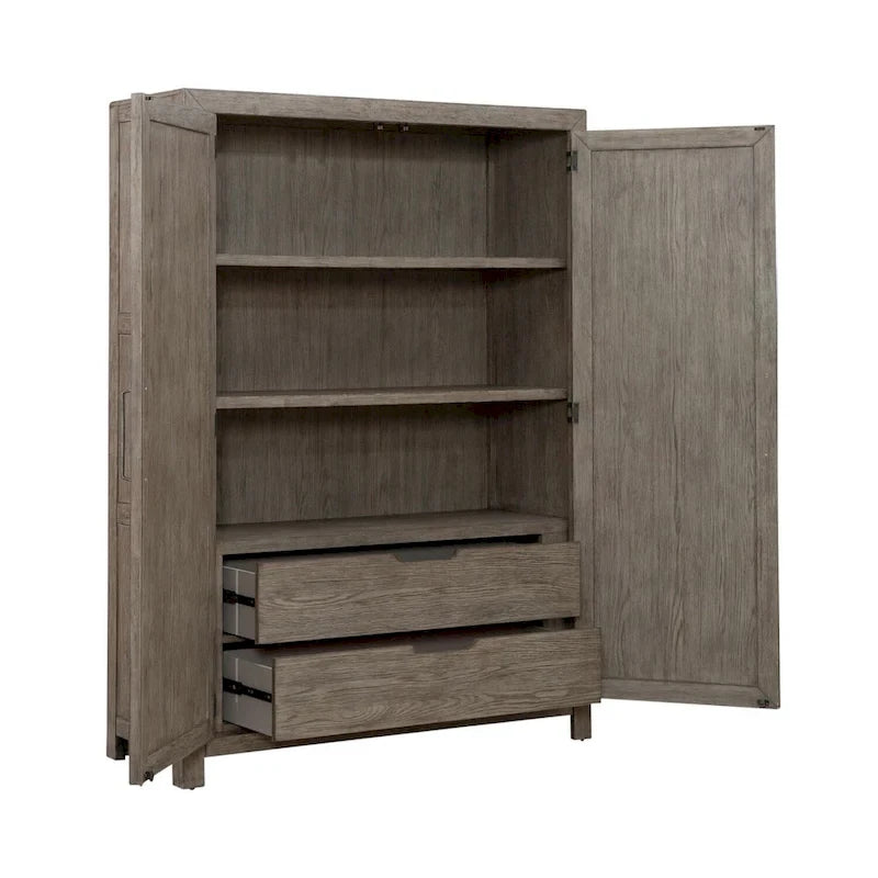 Skyview Lodge Cobblestone Oak Armoire for Bedroom Storage - Width 54 x Depth 20 x Height 75