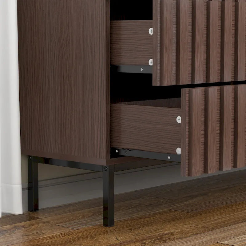 Mid Century Nightstand 2 Drawers & Storage Space Accent End Table Bedside Table