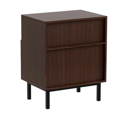 Mid Century Nightstand 2 Drawers & Storage Space Accent End Table Bedside Table