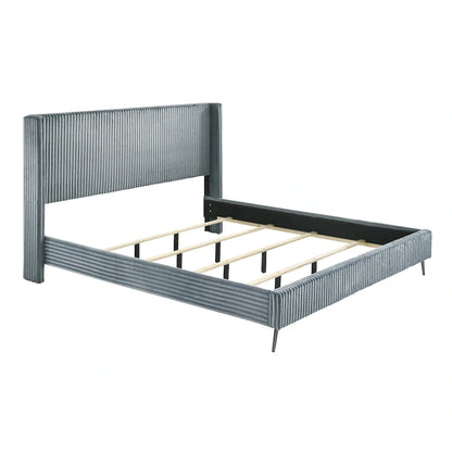 Roundhill Furniture Mavela Wide Wale Corduroy Upholstery Panel Bed, King Size