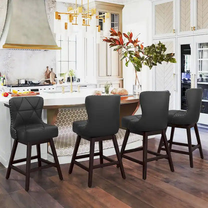 LUE BONA 26 in. Mid-Century Modern Counter Stools Faux Leather/Fabric Upholstered Swivel Bar Stools for Island Set of 4