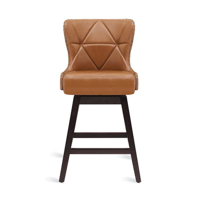 LUE BONA 26 in. Mid-Century Modern Counter Stools Faux Leather/Fabric Upholstered Swivel Bar Stools for Island Set of 4