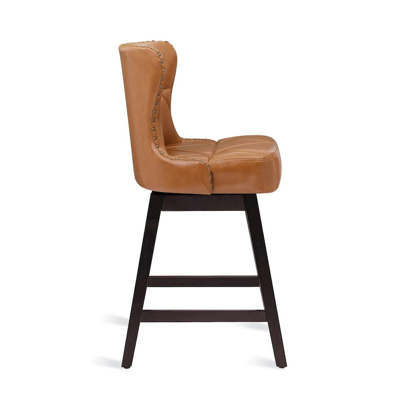LUE BONA 26 in. Mid-Century Modern Counter Stools Faux Leather/Fabric Upholstered Swivel Bar Stools for Island Set of 4