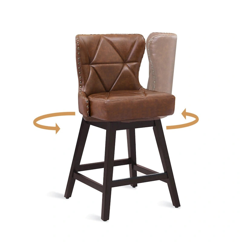 LUE BONA 26 in. Mid-Century Modern Counter Stools Faux Leather/Fabric Upholstered Swivel Bar Stools for Island Set of 4