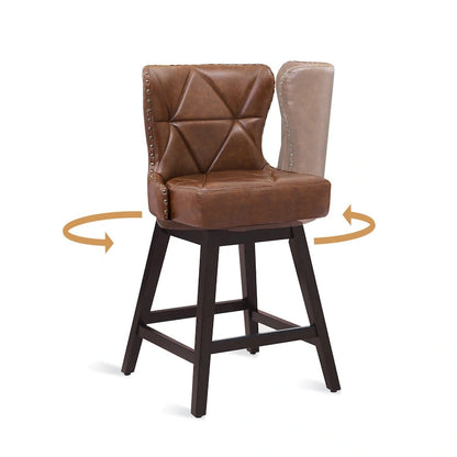 LUE BONA 26 in. Mid-Century Modern Counter Stools Faux Leather/Fabric Upholstered Swivel Bar Stools for Island Set of 4