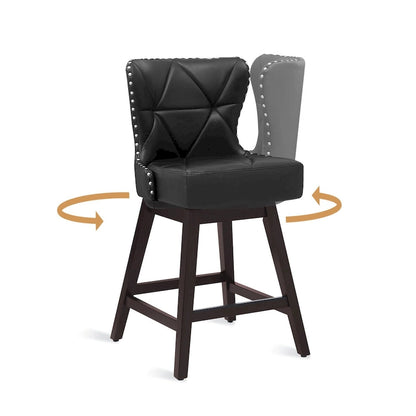 LUE BONA 26 in. Mid-Century Modern Counter Stools Faux Leather/Fabric Upholstered Swivel Bar Stools for Island Set of 4