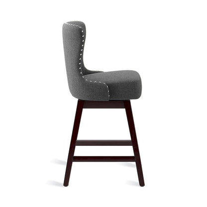 LUE BONA 26 in. Mid-Century Modern Counter Stools Faux Leather/Fabric Upholstered Swivel Bar Stools for Island Set of 4