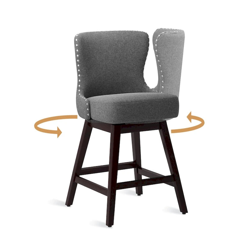 LUE BONA 26 in. Mid-Century Modern Counter Stools Faux Leather/Fabric Upholstered Swivel Bar Stools for Island Set of 4