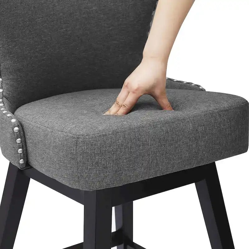 LUE BONA 26 in. Mid-Century Modern Counter Stools Faux Leather/Fabric Upholstered Swivel Bar Stools for Island Set of 4