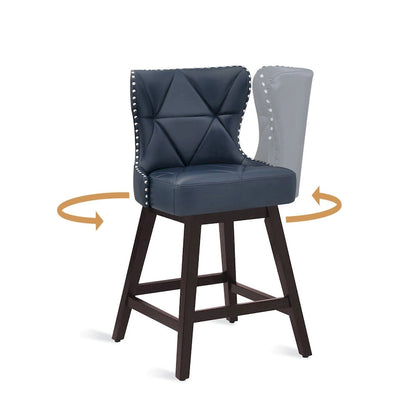 LUE BONA 26 in. Mid-Century Modern Counter Stools Faux Leather/Fabric Upholstered Swivel Bar Stools for Island Set of 4