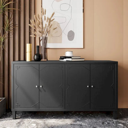Accent Cabinet 4 Door Wooden Cabinet Sideboard Buffet Server Cabinet - N/A