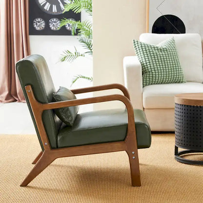 Glitzhome Set of 2 30.75H Mid-Century Modern PU Leather Accent Chairs with Cushion - 25.75W x 33.75D x 30.75H