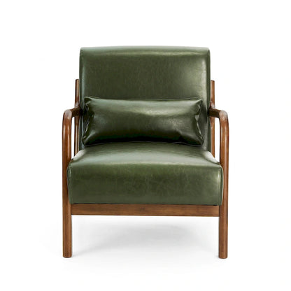 Glitzhome Set of 2 30.75H Mid-Century Modern PU Leather Accent Chairs with Cushion - 25.75W x 33.75D x 30.75H