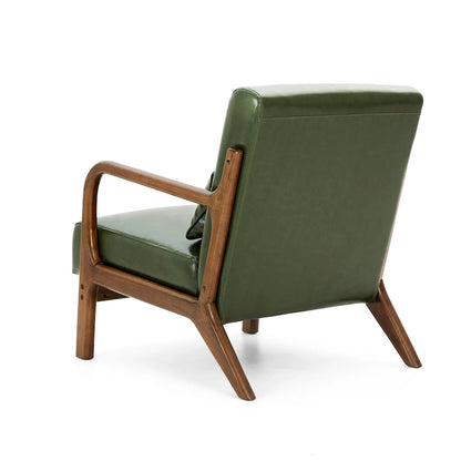 Glitzhome Set of 2 30.75H Mid-Century Modern PU Leather Accent Chairs with Cushion - 25.75W x 33.75D x 30.75H