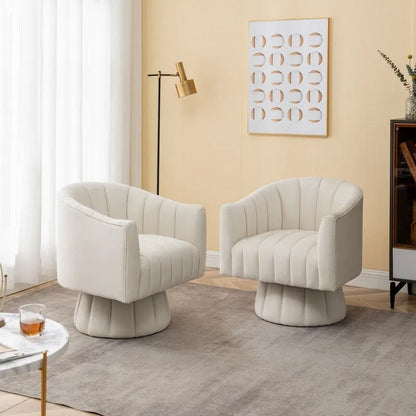 SEYNAR Modern Glam Velvet Upholstered Round 360 Degree Swivel Accent Barrel Chair Set of 2