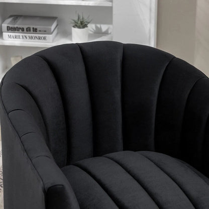 SEYNAR Modern Glam Velvet Upholstered Round 360 Degree Swivel Accent Barrel Chair Set of 2