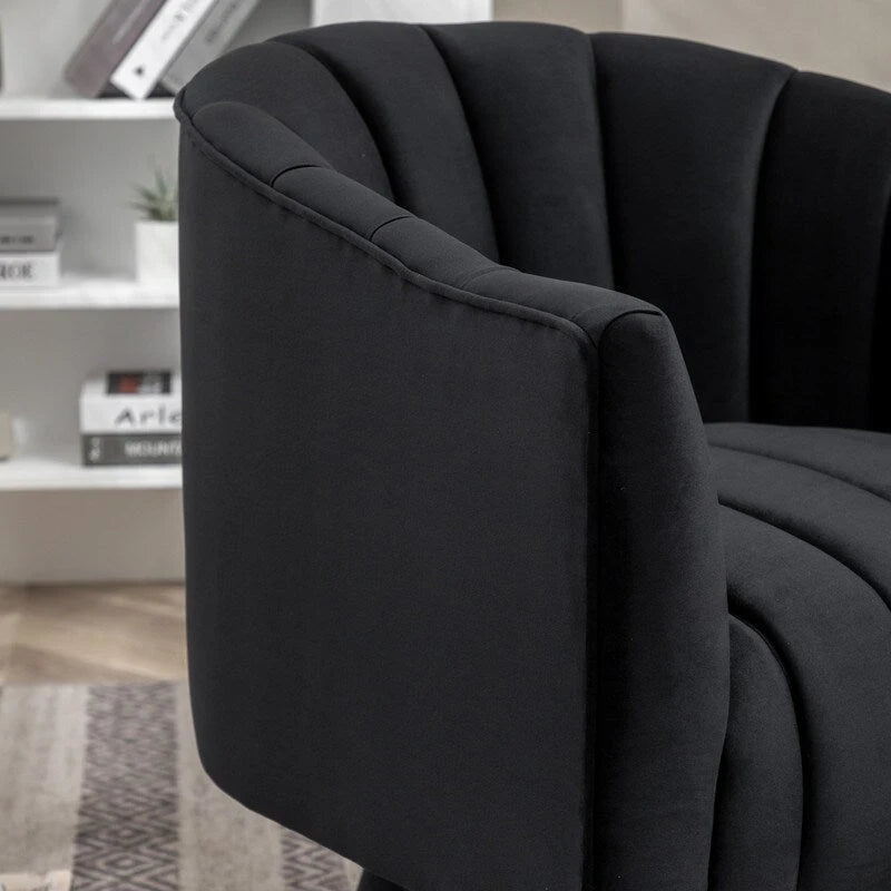 SEYNAR Modern Glam Velvet Upholstered Round 360 Degree Swivel Accent Barrel Chair Set of 2
